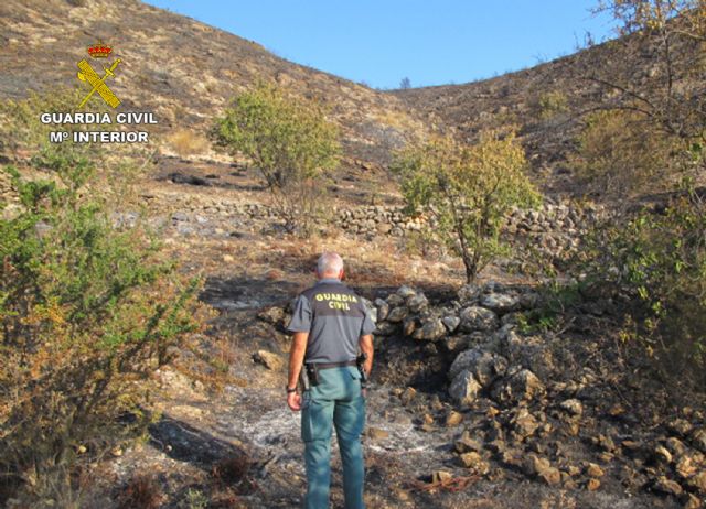 La Guardia Civil investiga a una persona por provocar un incendio en el Cerro del Oro de Jumilla