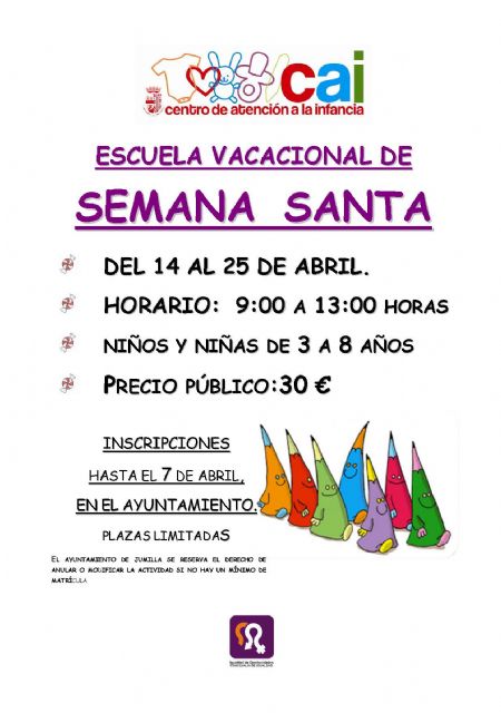 Igualdad pone en marcha en el CAI una escuela vacacional para Semana Santa
