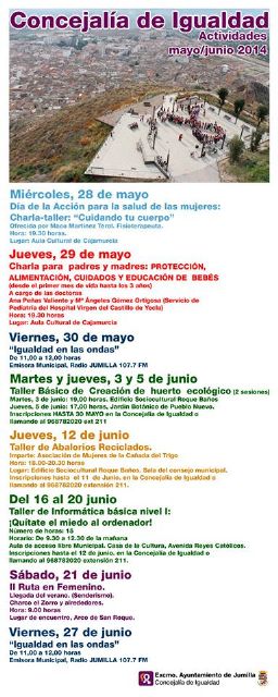 Mañana dan comienzo las actividades organizadas por Igualdad dedicadas a la Salud