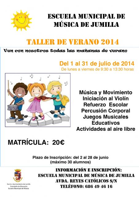 La Escuela Municipal del Música de Jumilla organiza para el mes de julio un taller de verano