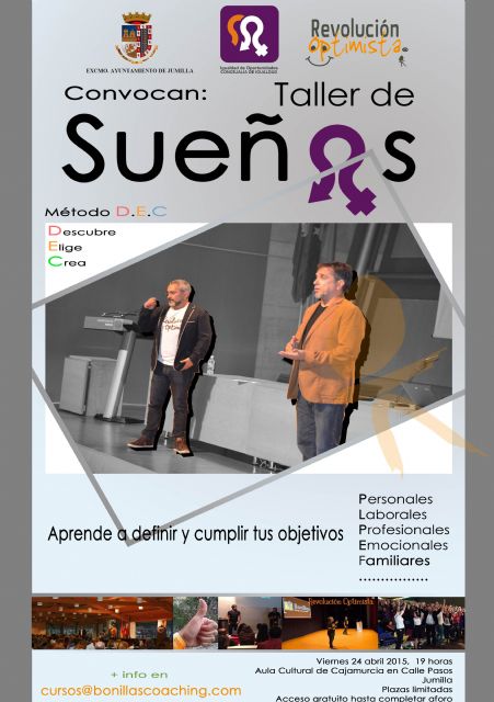 Igualdad organiza una sesión de Coaching, con un Taller de Sueños de acceso libre para este viernes