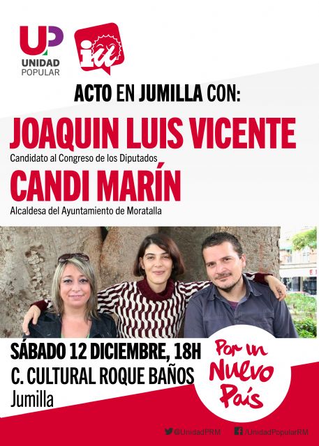 Unidad Popular Izquierda Unida organiza un acto el próximo sábado