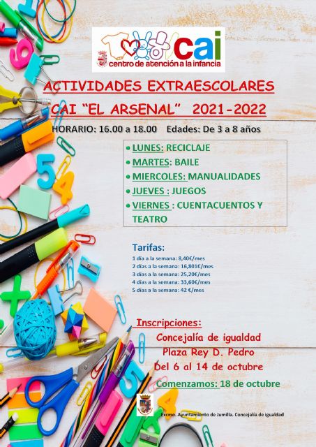 Mañana se abre el plazo de inscripciones para las actividades extraescolares del CAI