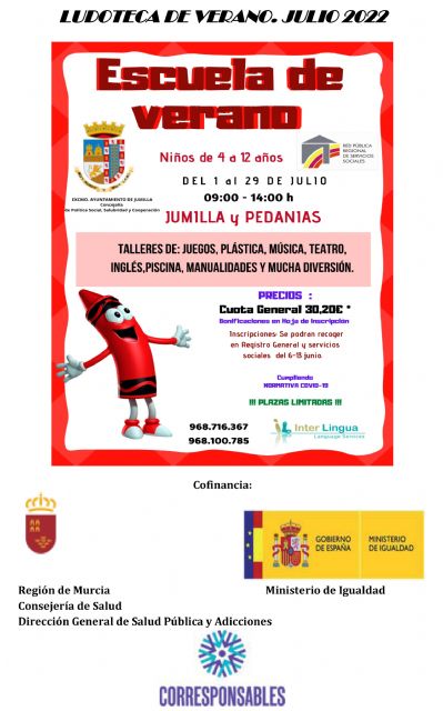 Abierto plazo de inscripciones para las Ludotecas de Verano de la Concejalía de Política Social