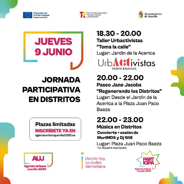 Jornada participativa 9 de junio sobre Agenda Urbana Jumilla 2030