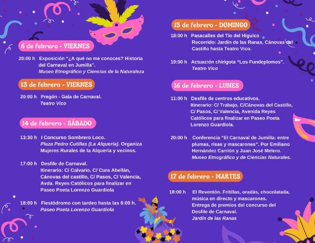 Todo preparado para el Carnaval 2026 en Jumilla que se celebra del 13 al 17 de febrero