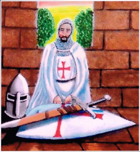 El óleo de un interno en la penitenciaría de Teruel, ilustra el cartel anuncio de la Guardia Templaria jumillana a la virgen