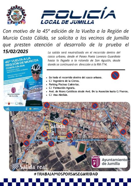 El recorrido neutralizado de la Vuelta Ciclista a Murcia pasará por las calles más céntricas de Jumilla