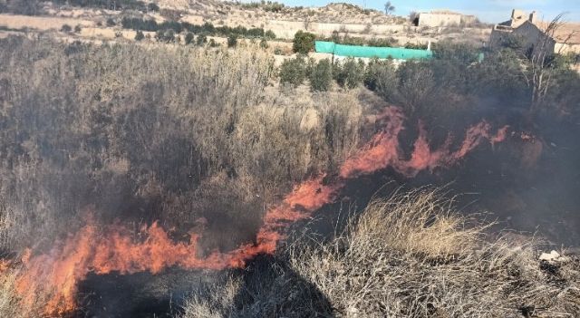Incendio de cañas y matorral en la Rambla del Judío, Jumilla