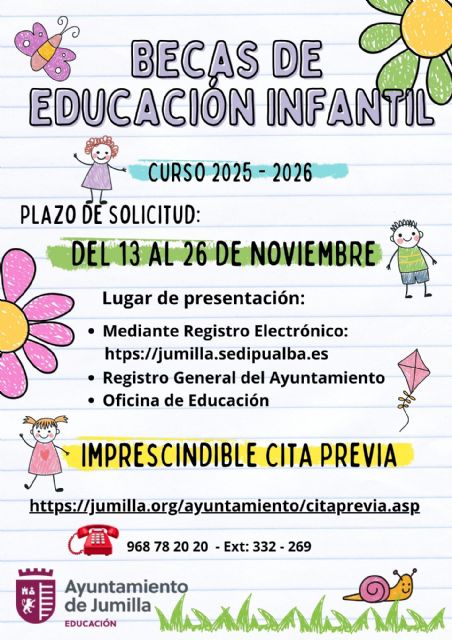 Abierto el plazo para solicitar la beca para libros y material en segundo ciclo de Educación Infantil
