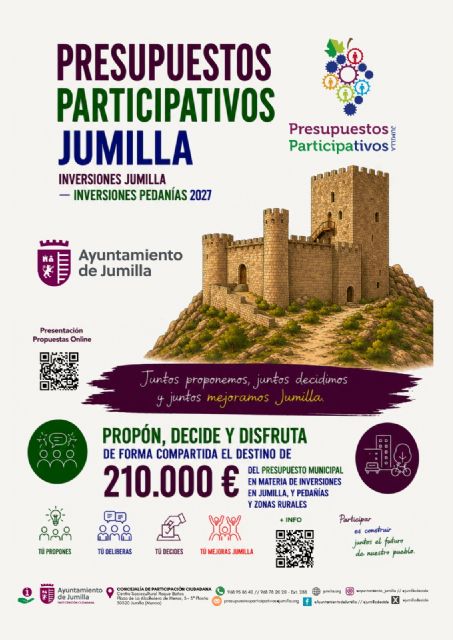 Comienza el proceso de Presupuestos Participativos 2026/2027 con más de 250.000 euros para inversiones y actividades en barrios y pedanías