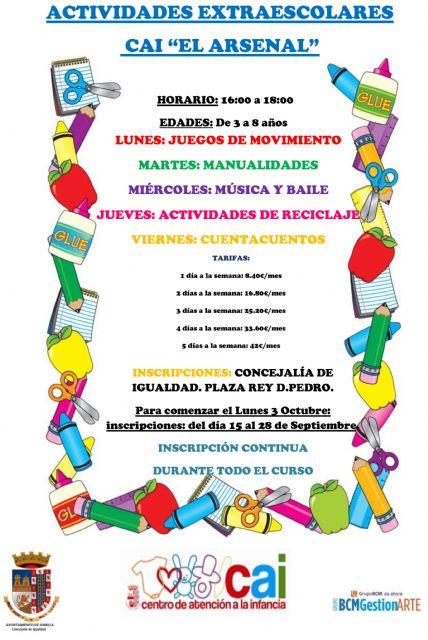 Abierto plazo de inscripciones para las actividades extraescolares del CAI
