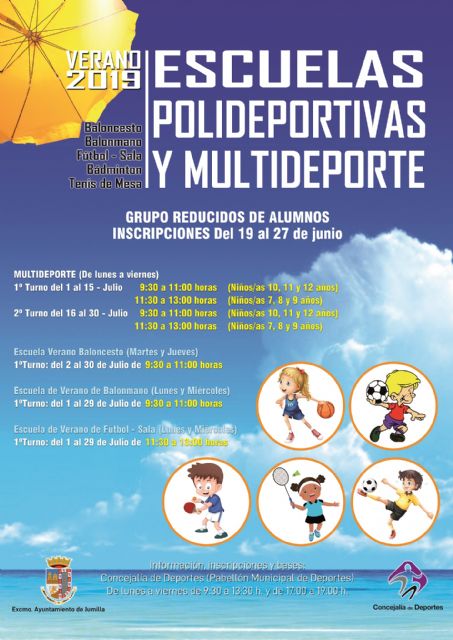 La Concejalía de Deportes ofrece cuatro Escuelas Polideportivas durante el mes de julio