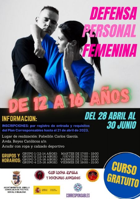 Curso gratuito de defensa personal femenina para chicas de 12 a 16 años