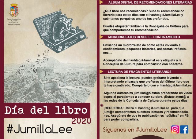 Cultura propone varias actividades por el Día del Libro con el lema #JumillaLee