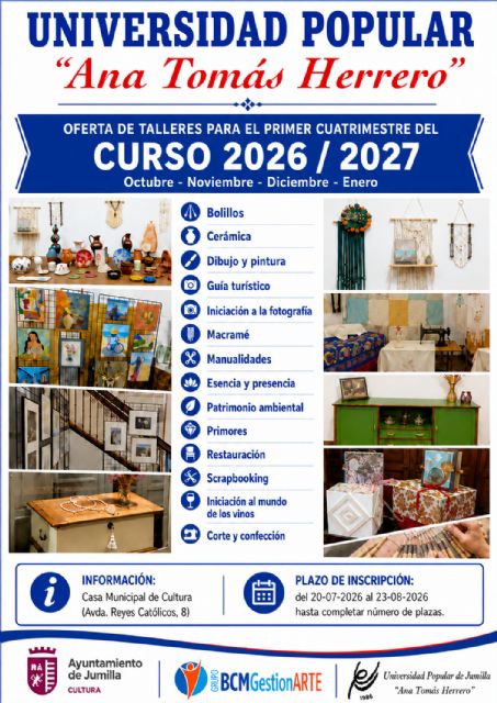 Abierto el plazo de preinscripción en la Universidad Popular Ana Tomás Herrero para el curso 2026-2027
