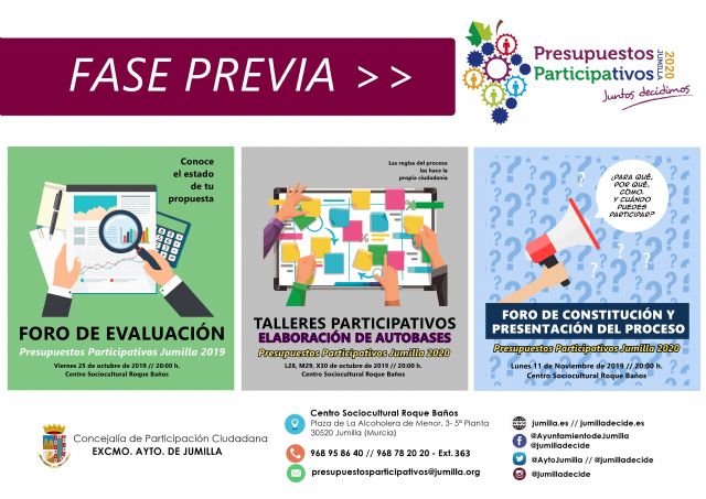 Este viernes se inicia la fase previa del proceso de Presupuestos Participativos 2020