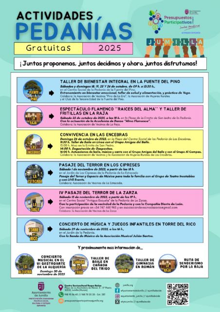 Las pedanías de Jumilla celebran el otoño con actividades gratuitas elegidas por sus vecinos