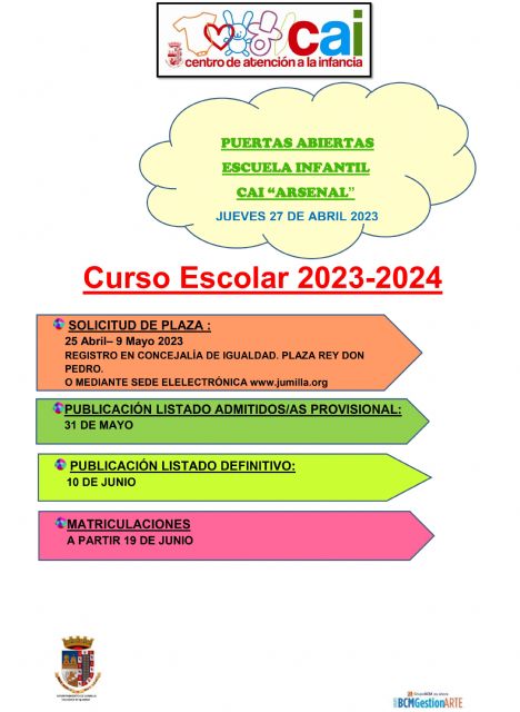 Hoy se abre el periodo de solicitud de plazas para el curso 2023-24 en el CAI El Arsenal