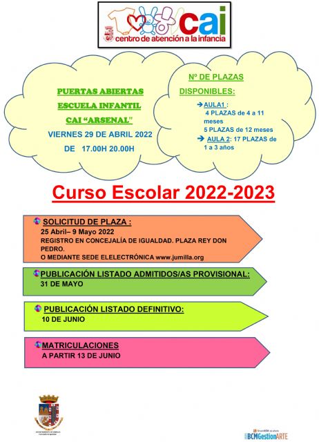 Periodo solicitud de plazas en el CAI curso 2022/23