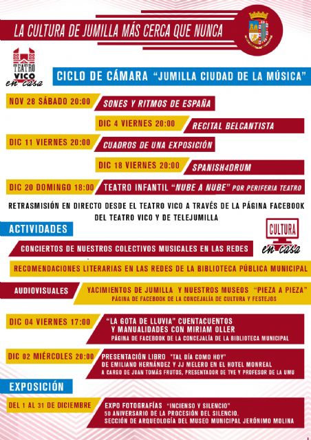 La Concejalía de Cultura presenta varias actividades para disfrutar online