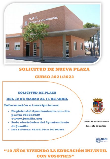 Mañana se abre el plazo de solicitud de plazas en el Centro de Atención a la Infancia El Arsenal para el curso 2021/22