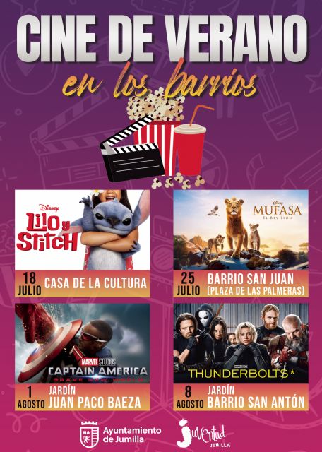 Juventud acerca el cine de verano a los barrios con la proyección gratuita de cuatro películas para jóvenes y familias
