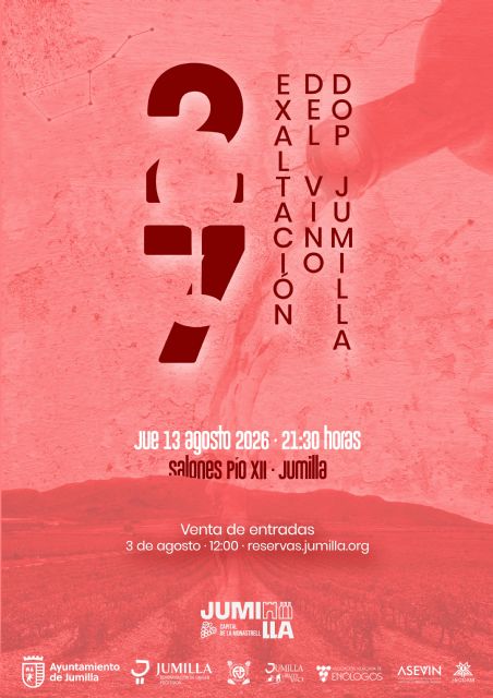 Agricultura presenta la 27&ordf; Exaltación del Vino DOP Jumilla que se celebrará el jueves 13 de agosto