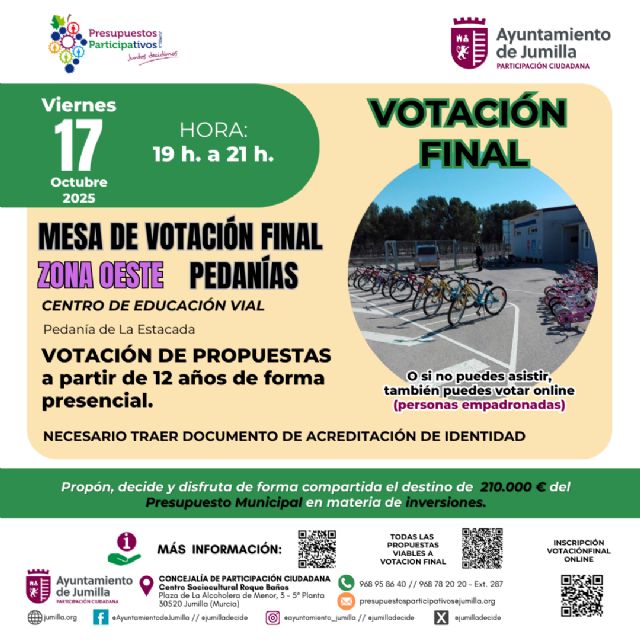 Participación Ciudadana anuncia las fechas de las votaciones finales del proceso de Presupuestos Participativos 2025