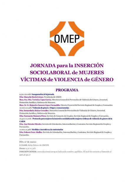 Igualdad informa de las jornadas para la inserción sociolaboral de mujeres víctimas de violencia de género organizadas por  OMEP