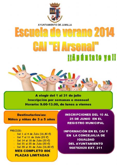 Igualdad oferta la 'Escuela de Verano 2014' del CAI  para niños y niñas de la localidad