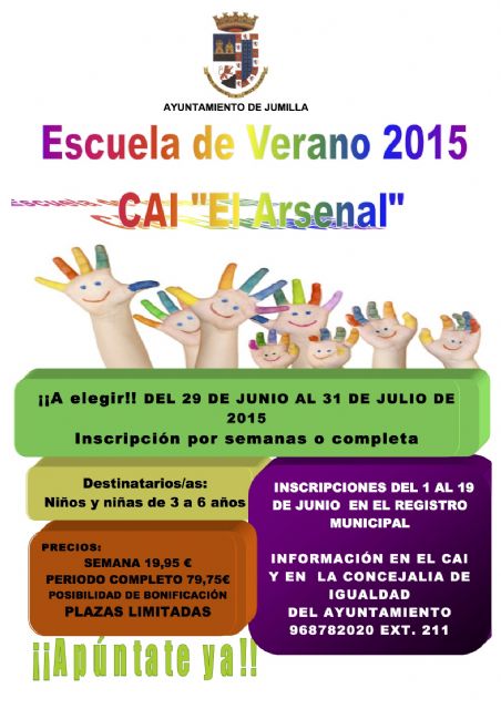 Igualdad oferta la 'Escuela de Verano 2015' del CAI  para niños y niñas de la localidad