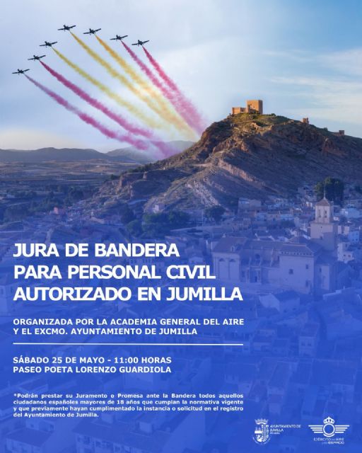 Abierto el plazo de inscripción para la Jura de Bandera Civil del próximo 25 de mayo en Jumilla