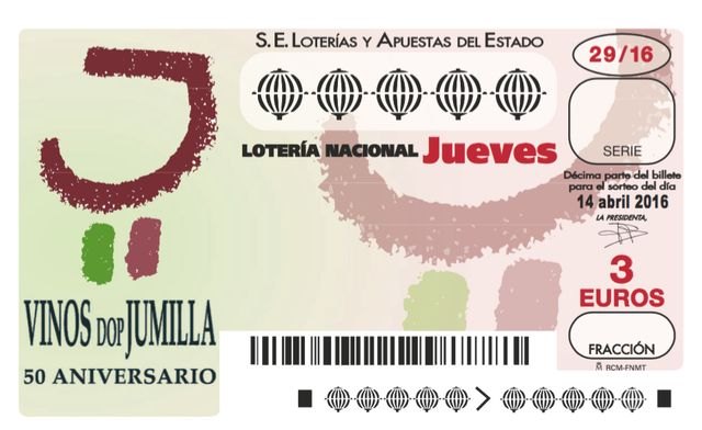 La DOP Jumilla protagonista del sorteo de Lotería Nacional del 14 de abril