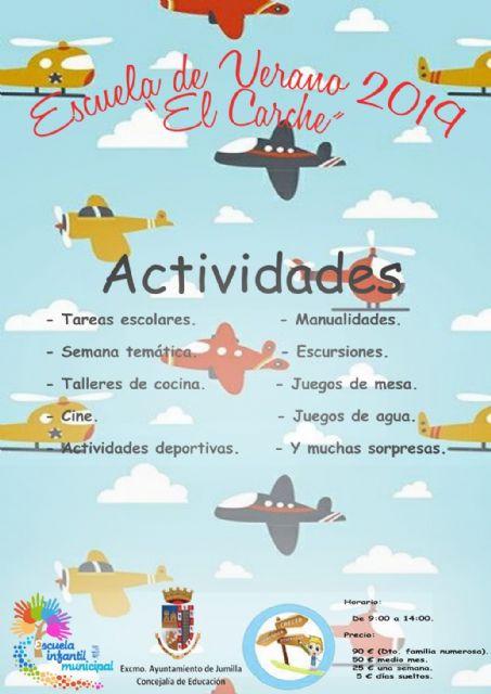 La Escuela Infantil El Carche ofrece actividades de verano durante el mes de julio