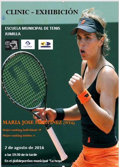 La tenista María José Martínez realizará una exhibición en Jumilla el próximo martes