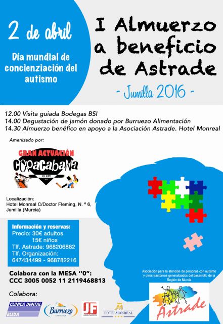 Astrade organiza en Jumilla una comida solidaria por el Día del Autismo